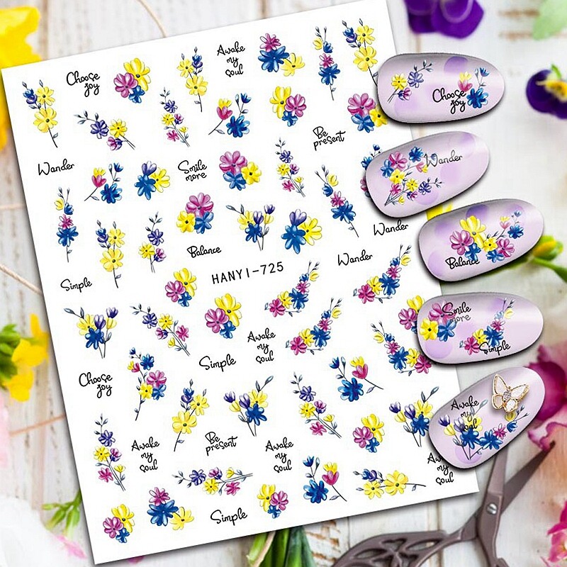 Flower Blossom Branches Nail Stickers Leaves Flower Leaf Branches Nail Art Decal