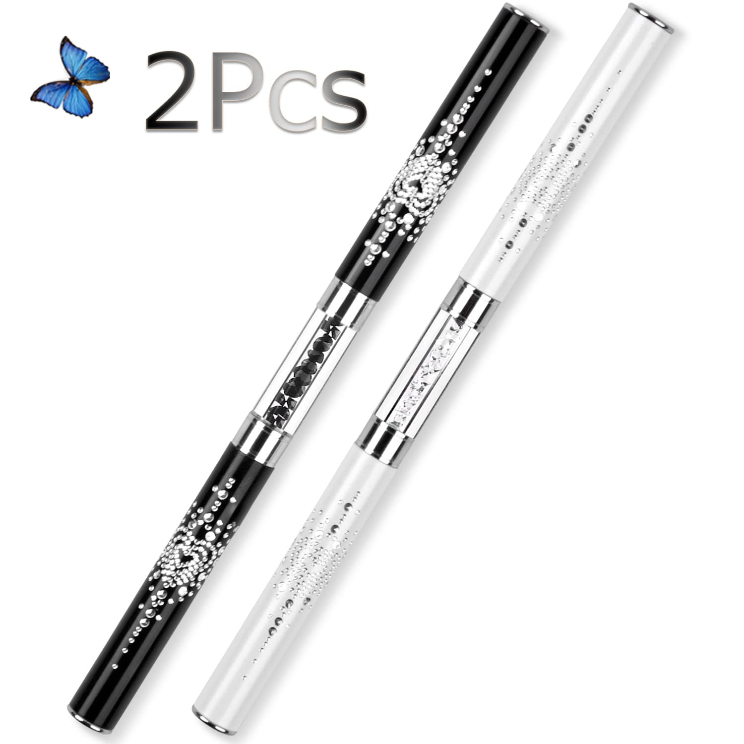 2Pcs Dual-Ended Nail Art Liner Brush Set for UV Gel Polish Painting Drawing Rhin