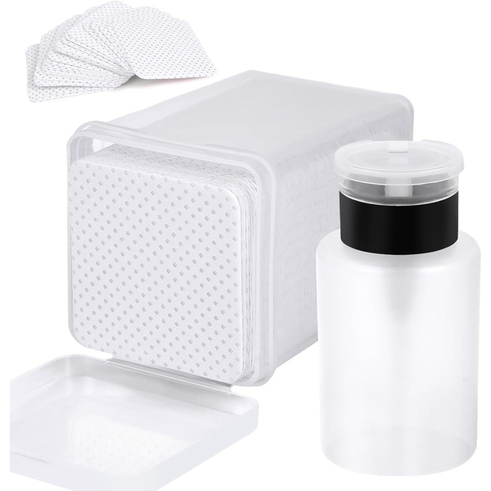 Nail Cotton Pads 200 Count with Pull Down Pump Dispenser Soft Absorbent Non
