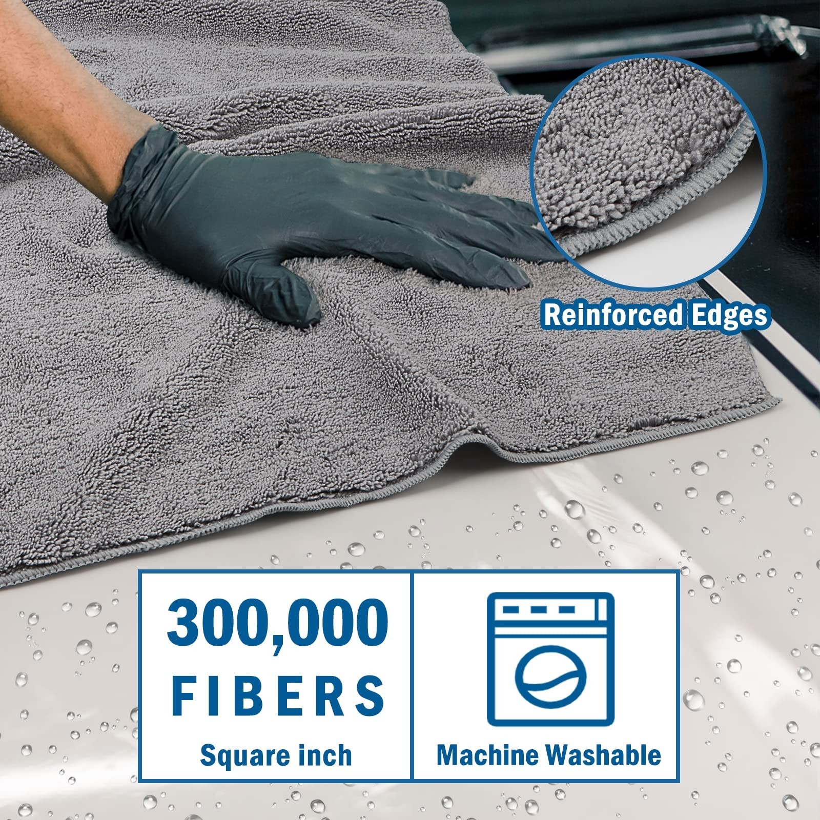 HOMEXCEL Professional Large Microfiber Car Drying Towels 2 Pack, Lint Free, S…