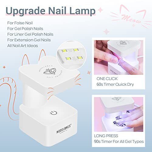 Modelones Nail Tips and Glue Gel Kit, Gel x Nail Kit 4 in 1 Nail Glue Gel,