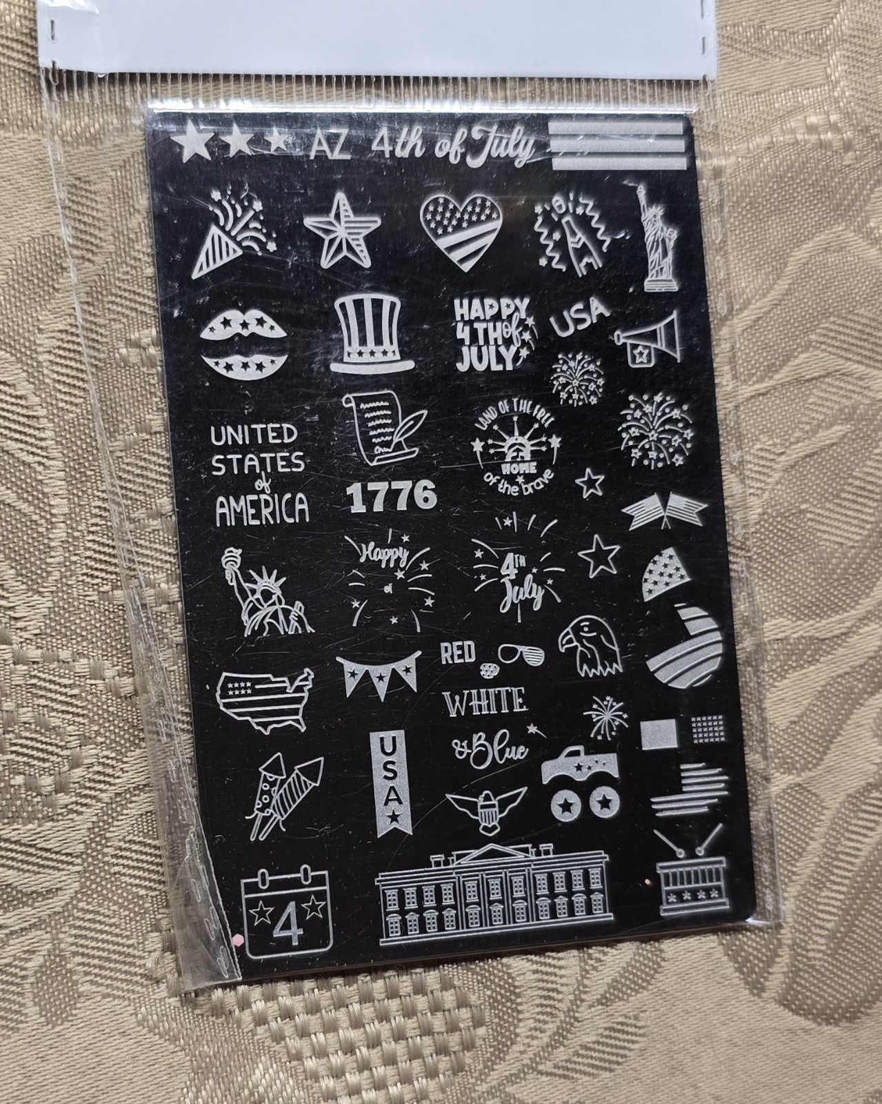 Mundo De Unas MDU 4th Of July Nail Stamp Plate Independence Day Fireworks Flag