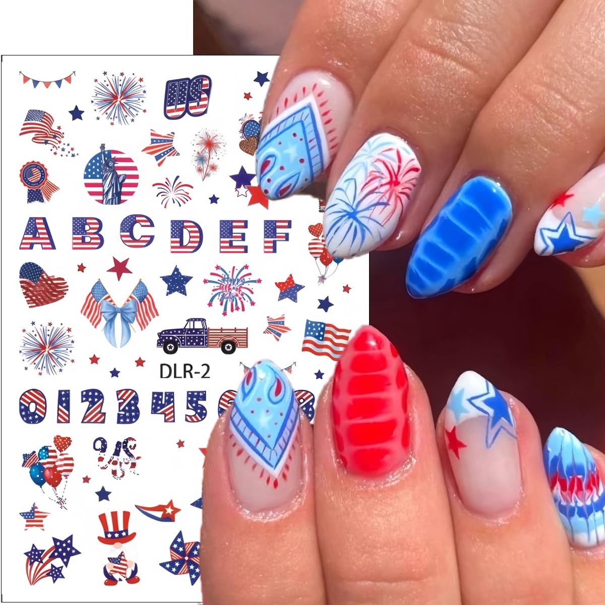 4th of July Independence Day 3D Self Adhesive Nail Stickers for Nail Art