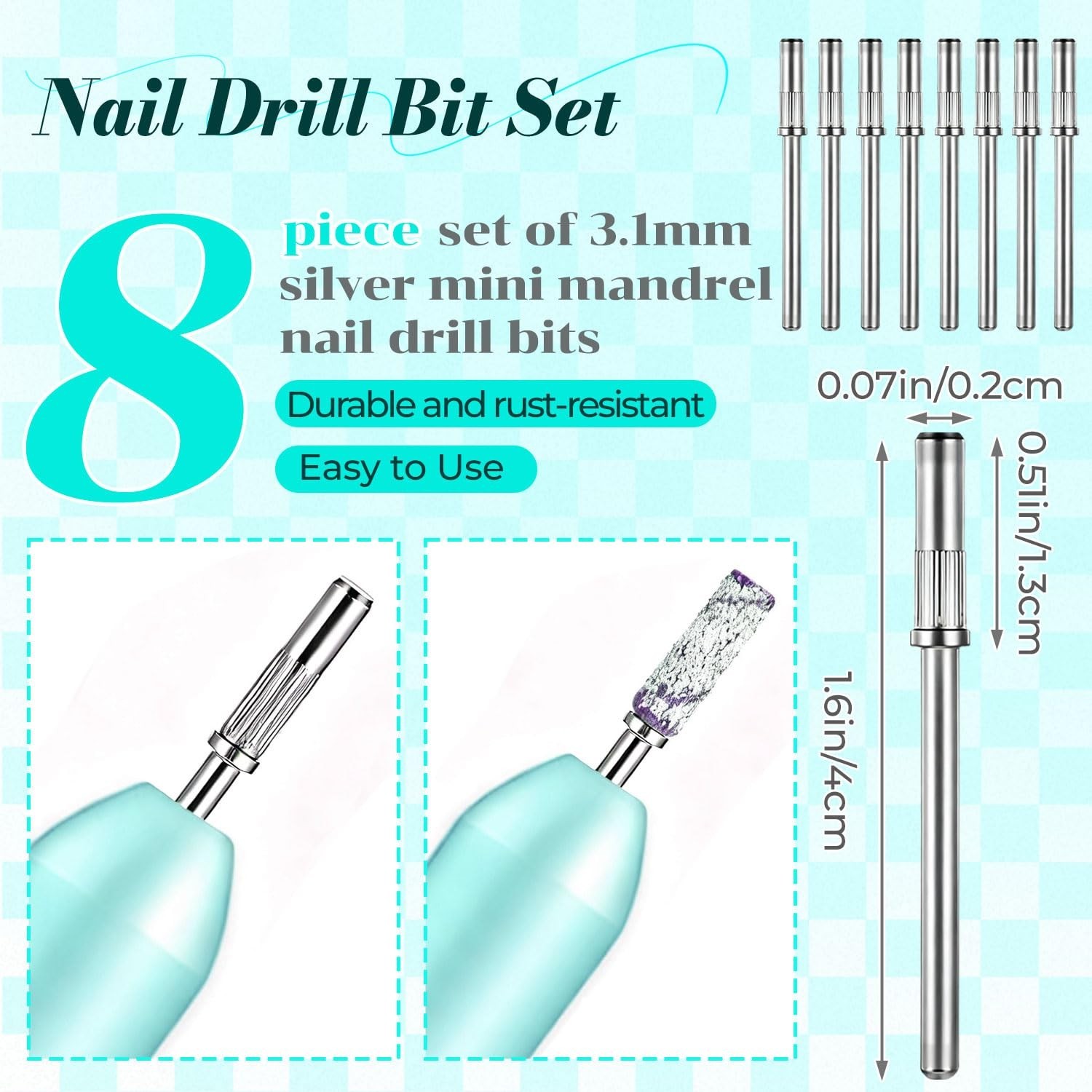 8PCS Mini Nail Drill Bit,Mandrel Bits for Small Sanding Bands,3.1mm 3/32 Shan…