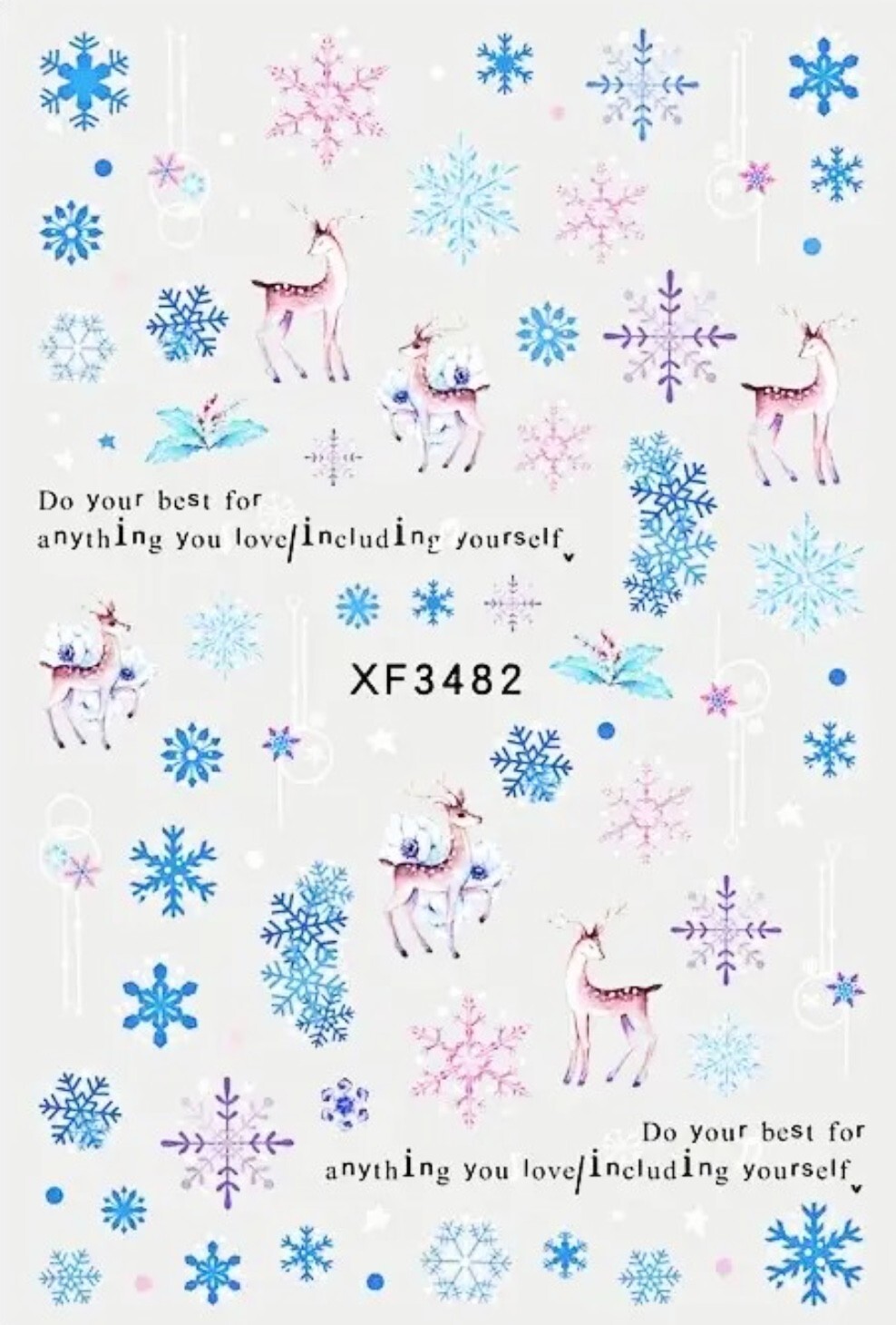 Nail Art Sticker Christmas Santa Snowman Reindeer Ornaments Xmas Tree Decals3482