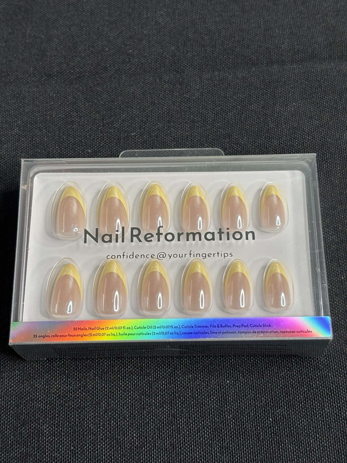 Nail Reformation Nude Yellow French Almond Medium Press-On Nails Glue AS192