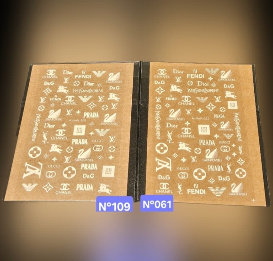 NWT NAIL ART DESIGN ONE SHEET SELF-SEAL STICKERS WHITE GLOW-IN-THE-DARK N°109!