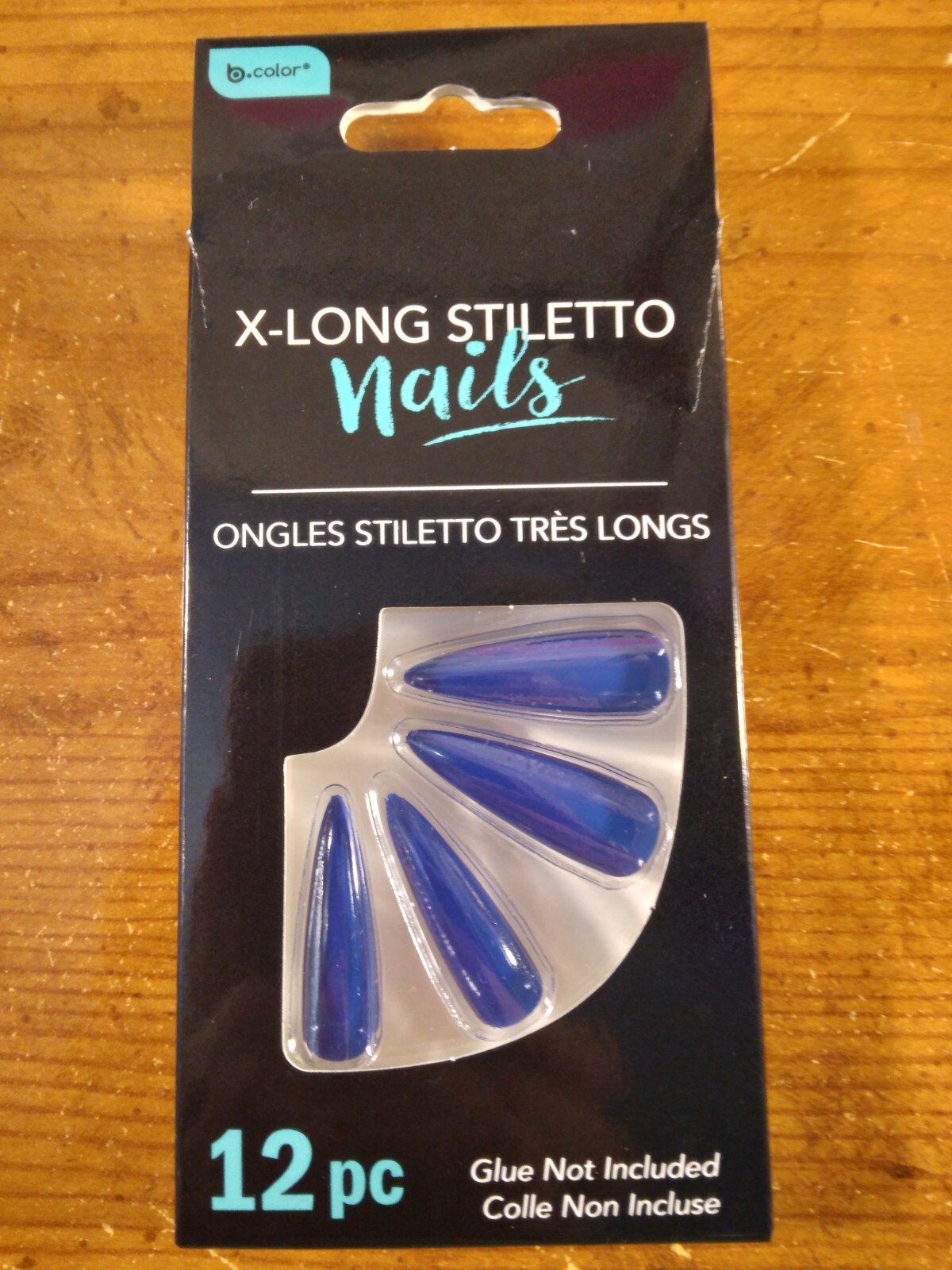 12 Piece Long Stiletto finger nail set Dark Blue 273869