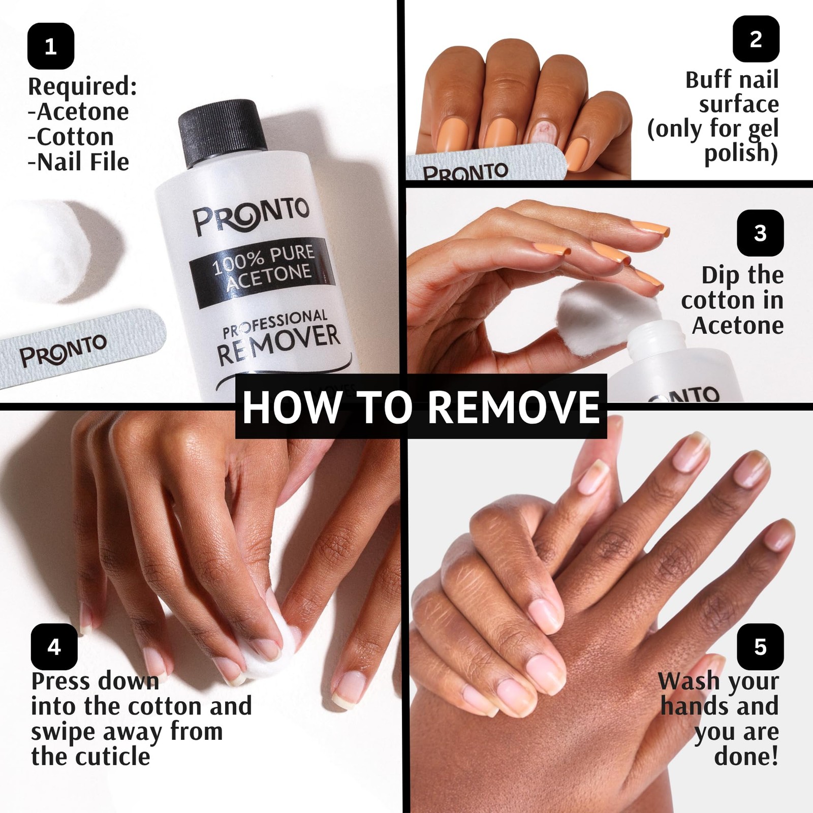 Pronto 100% Acetone Nail Polish Remover – Gel 16 Fl Oz (Pack of 1),