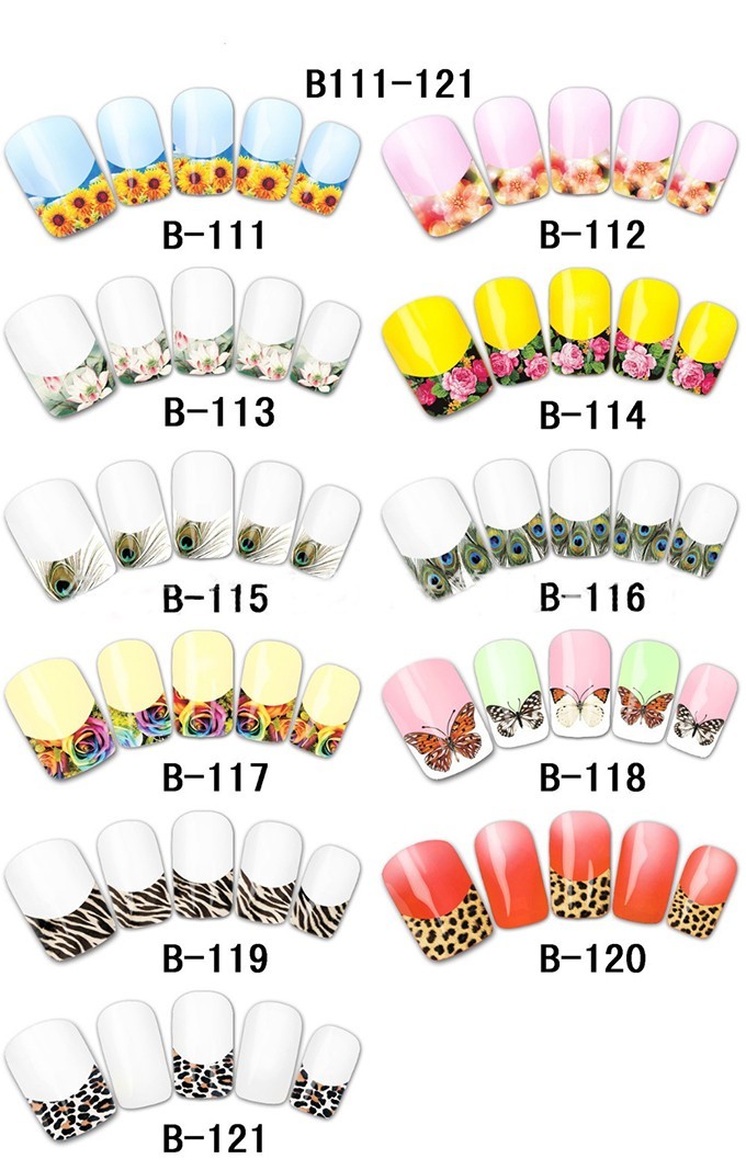 Water Transfer Feather French Manicure Nail Art Stickers Decals #B100-110