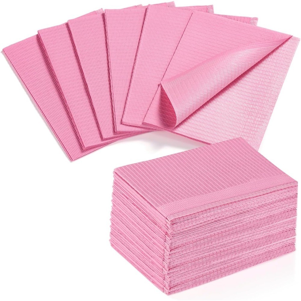 50 Pcs Pink Disposable Nail Mats, 18″x13″ Waterproof | 3-Ply Absorbent Nail Mat