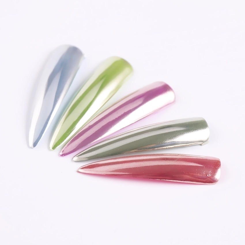 MIRROR NAIL POWDER Silver CHROME for Rose Gold Nails EFFECT Pigment Nail Art R