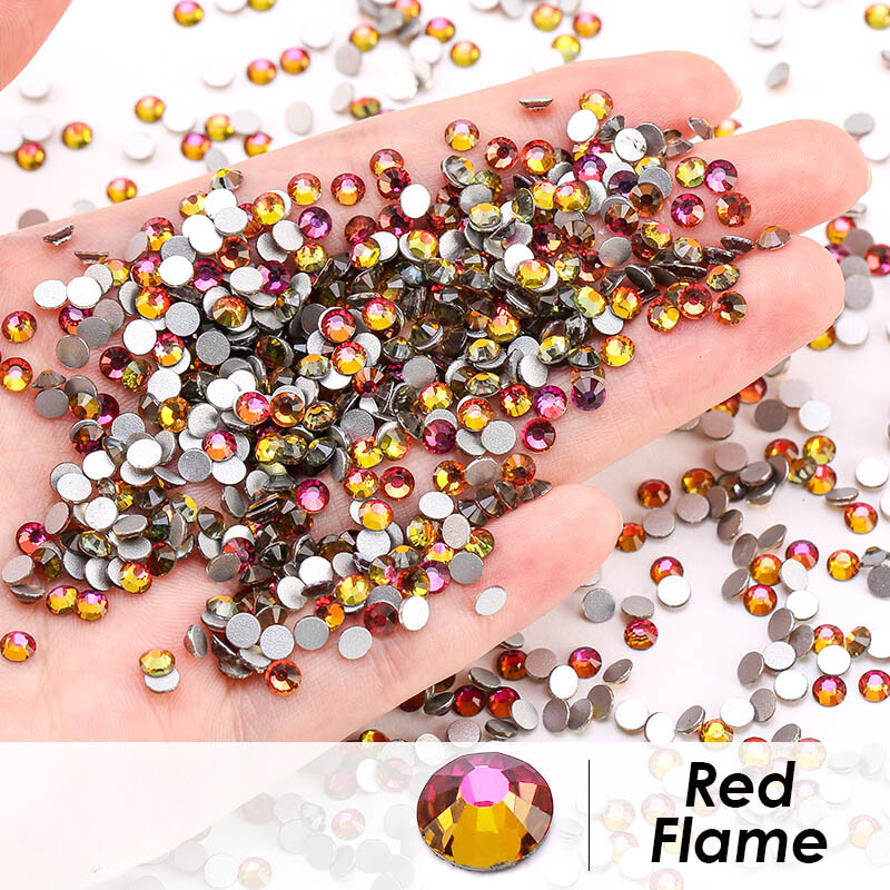 1440 Flame Glass Crystal Nail Art Rhinestones Flat Back Gems 3D Nail Tips Decor
