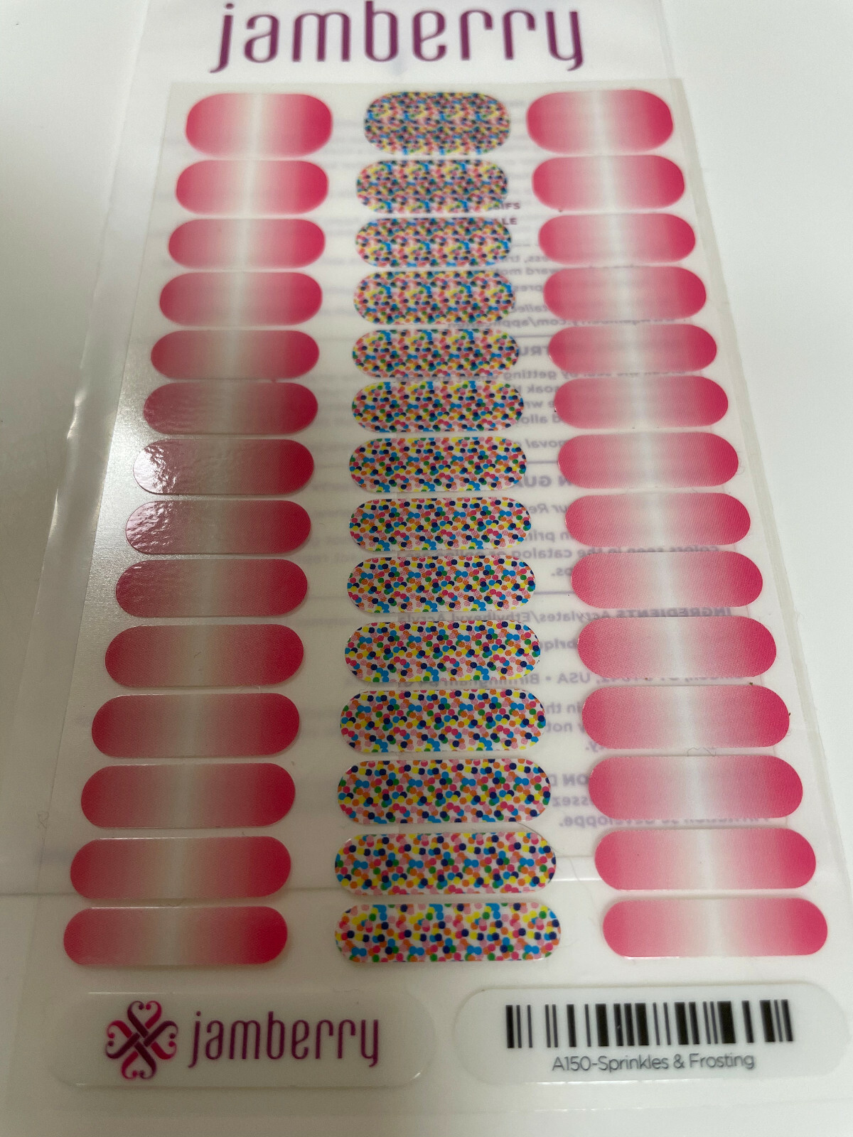 Jamberry Full Sheet – Sprinkles & Frosting – Junior Jr – Retired Ombre and Dots
