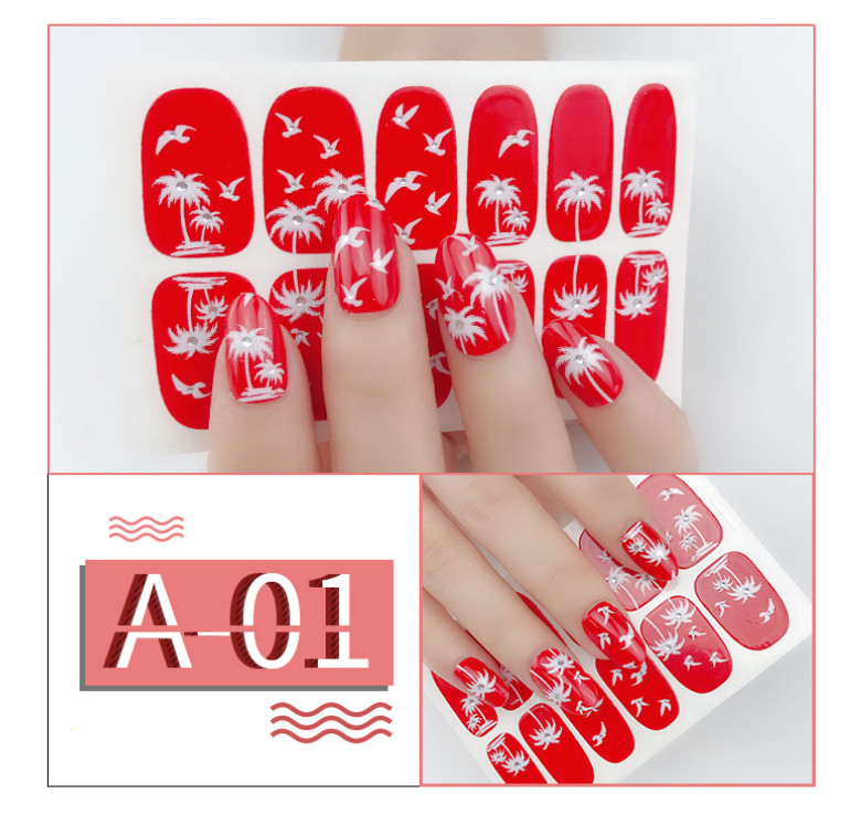 Full Size Flower Daisy Nail Wrap Polish Manicure Art Self Sticker Decors NS21