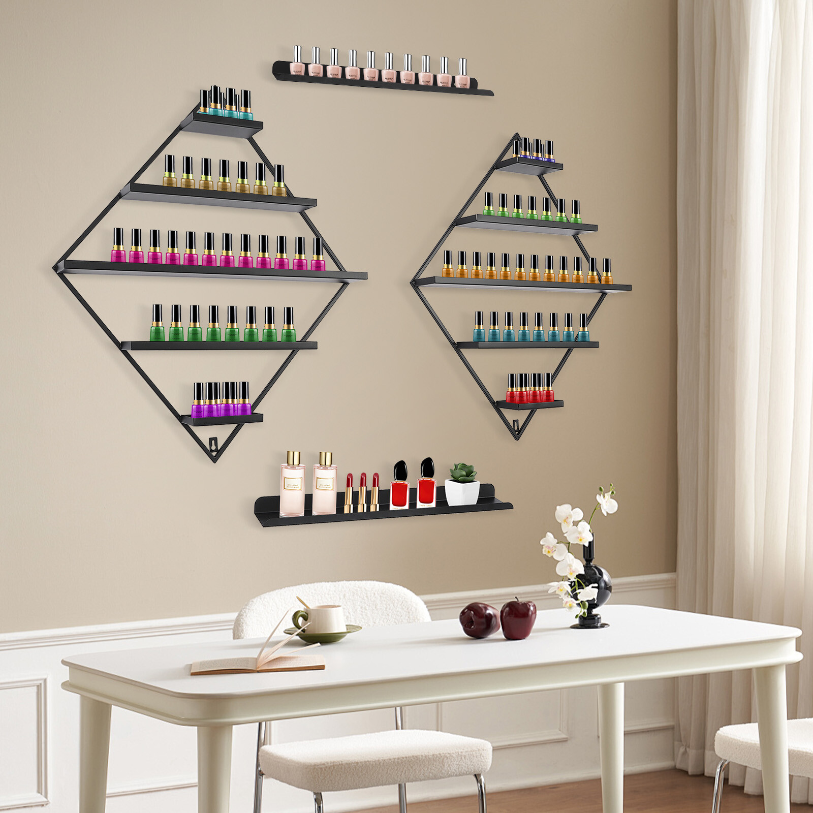 High-Quality Wall-Mounted Nail Polish Rack, 5-Tier Design, Holds 90 Bottles,