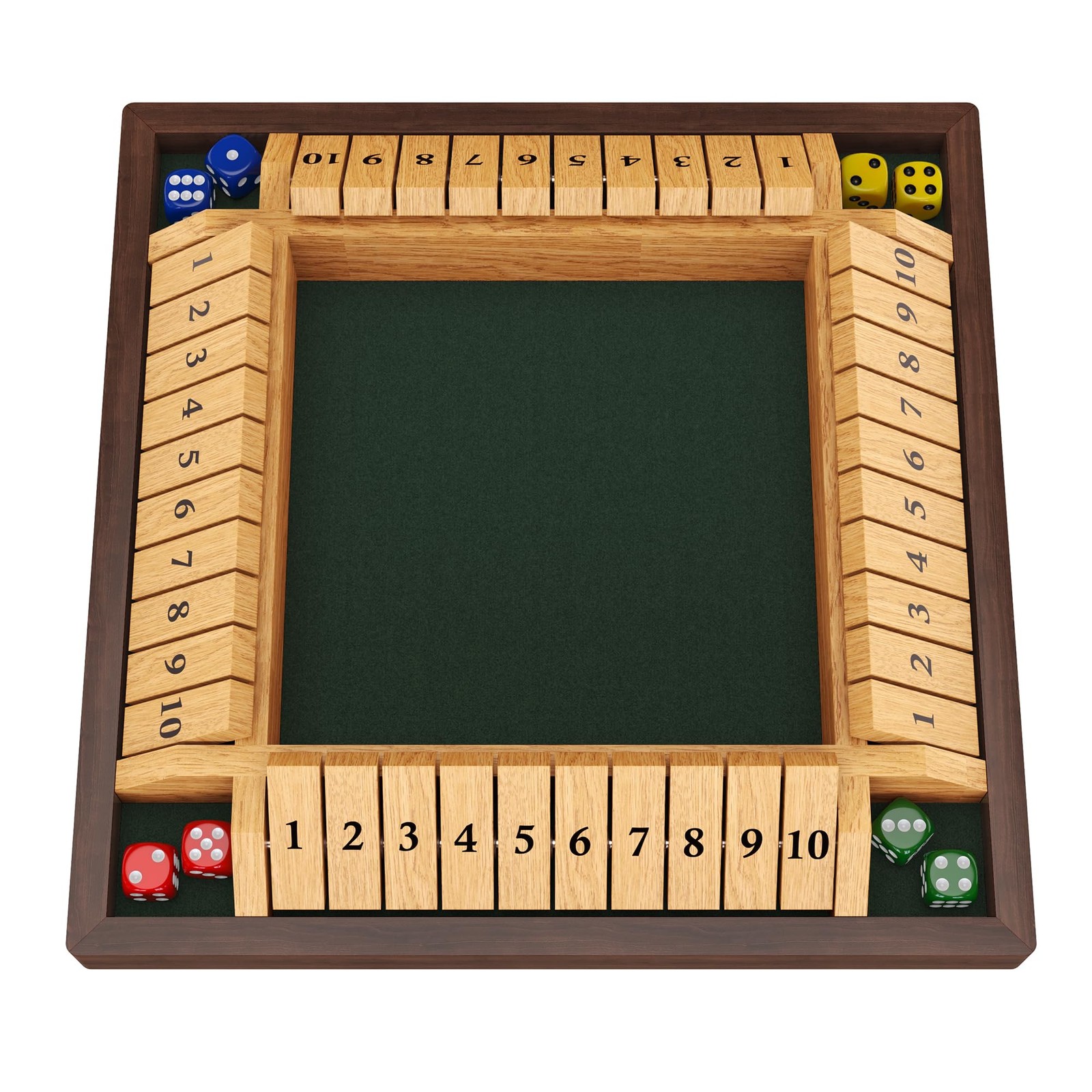 CANYAVE Shut The Box Game, 4 Player Wooden Board Game Dice 12 inches