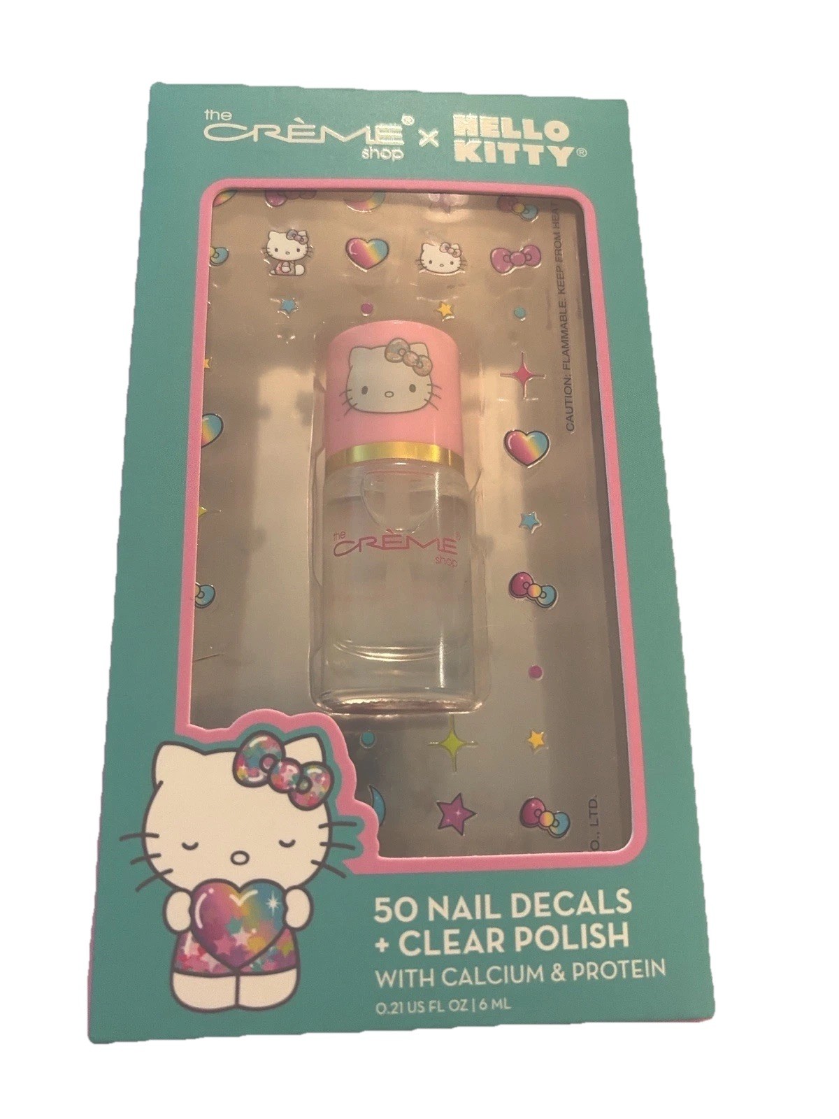 The Crème Shop x Hello Kitty Nail Decals Set 50 Stickers + Clear Polish NIB