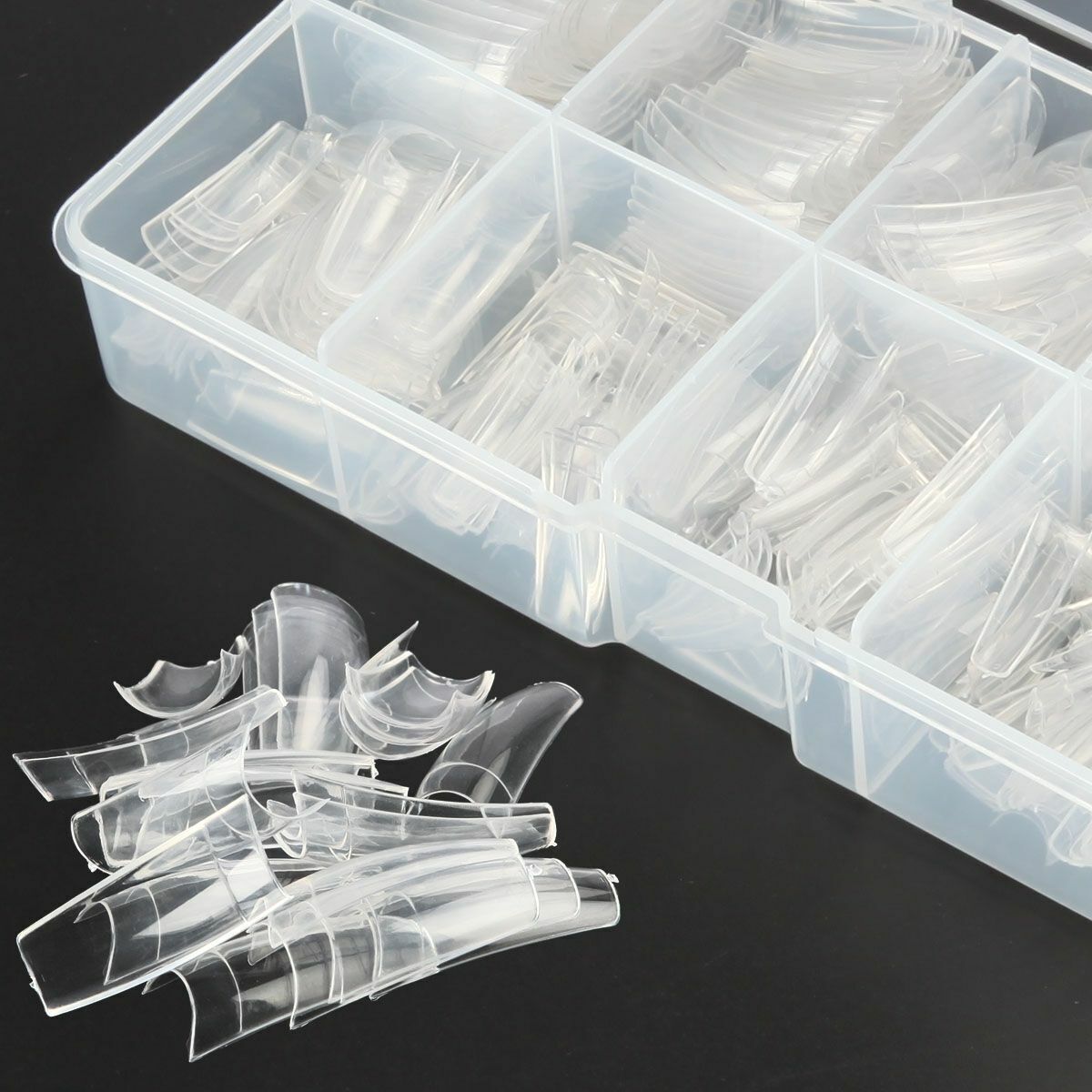 500-1000pcs Set Coffin Nail Tips Long Square French Fake False Nails Transparent