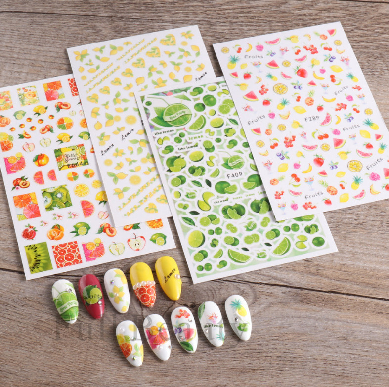 3D Nail Art Sticker Transfer Decals Strawberry Cherry Lemon Fruit Pattern NH15