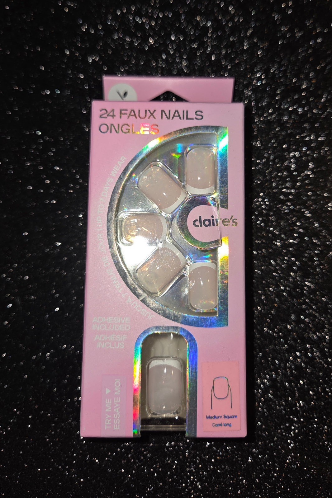 French Tip Faux Nails Claire’s 24Pcs Short Press On Nails with Glue Included New