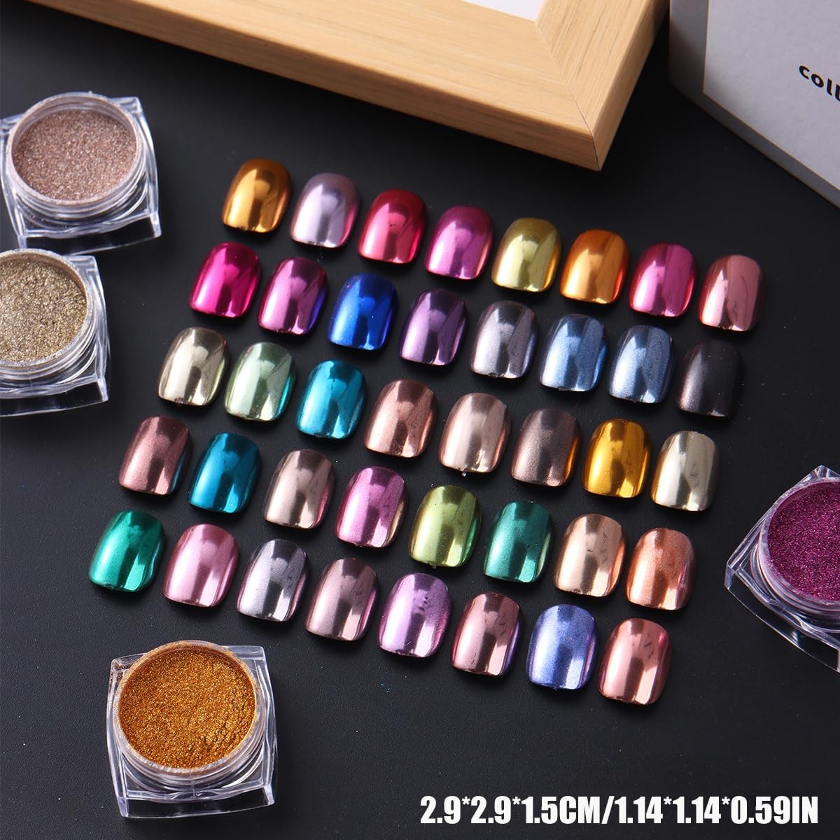 40 Colors Metallic Mirror Chrome Nail Powder Set, Professional Metallic Mirro…