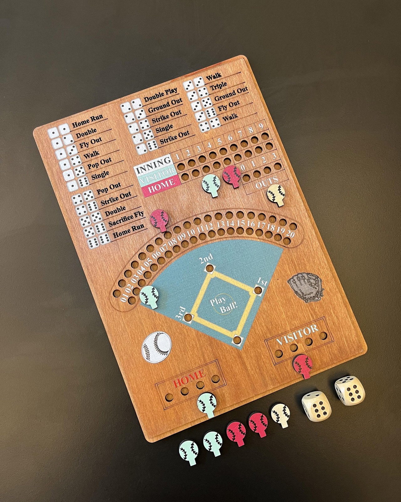 CBLKUS Baseball Dice Board Game,Fun Game with 12.0In X 8.5In