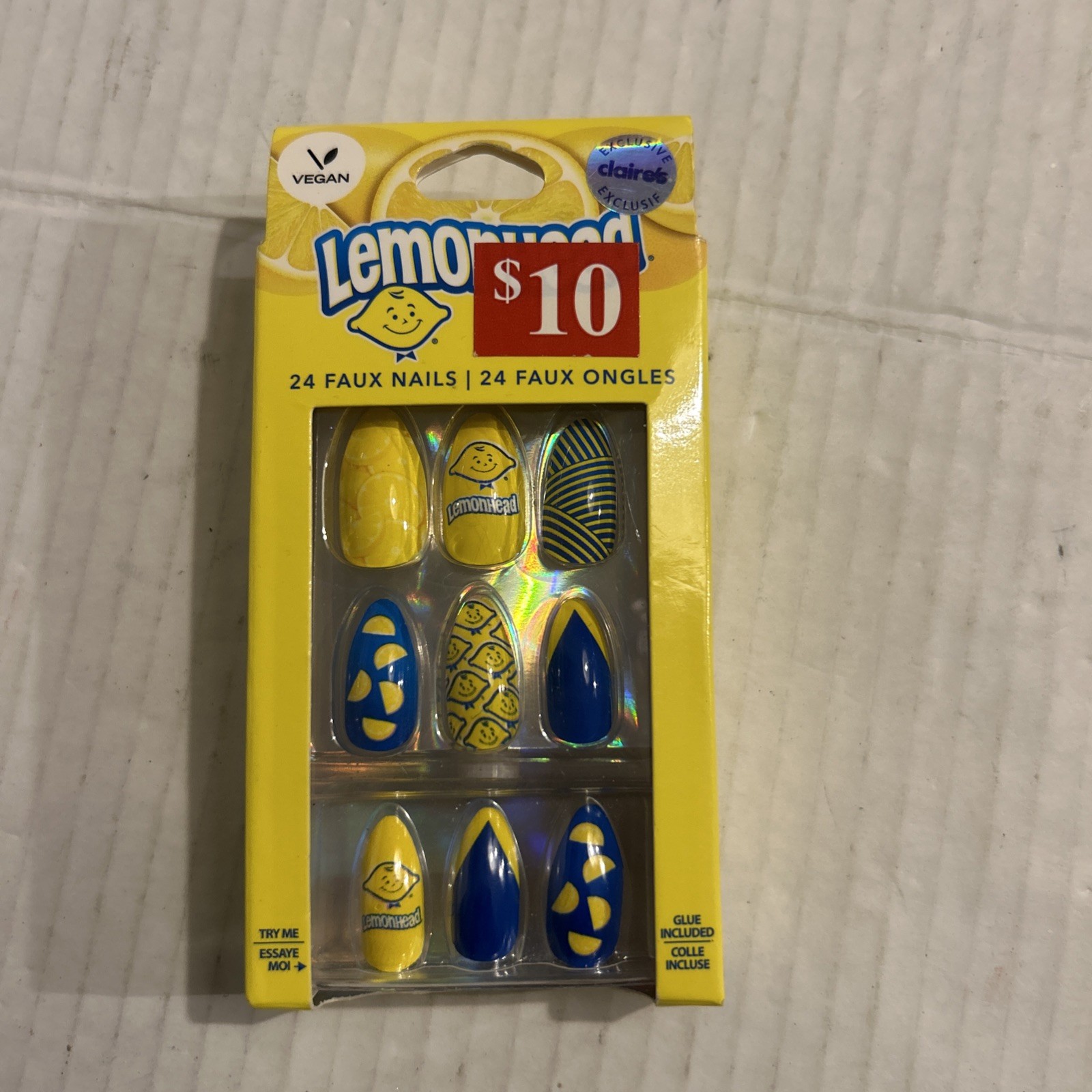 Lemon Head Press On Nails, 24 Count Almond Shape From Claire’s