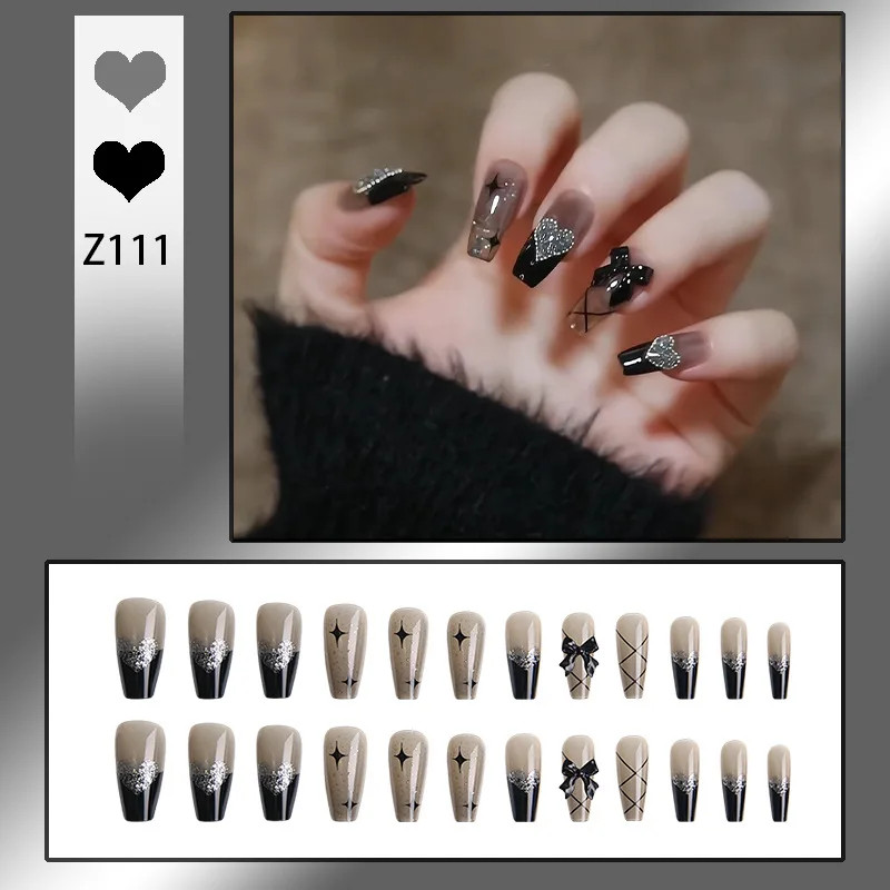 24PCS 1BOX Hot Girls Wear Wholesale Bow Nail Art Fake Nails For Daily