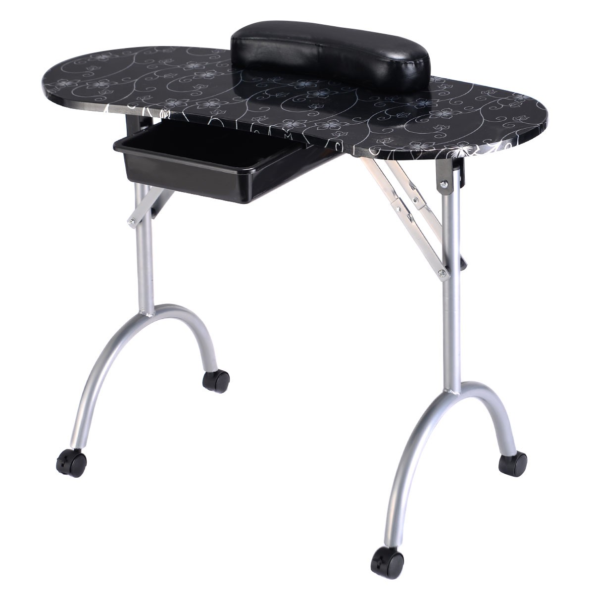 Topbuy Portable Nail Table Folding Manicure Nail Desk W/ Drawer & Wrist Rest