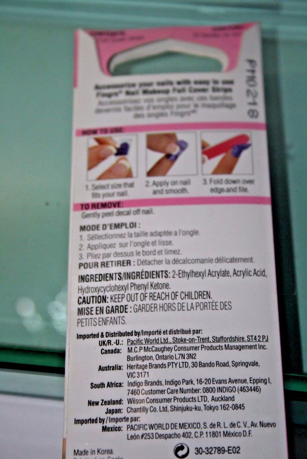 32789 Fing’rs Nail MakeUp, Zebra Stripes Design! (22 Strips ea pk) 4 packs lot