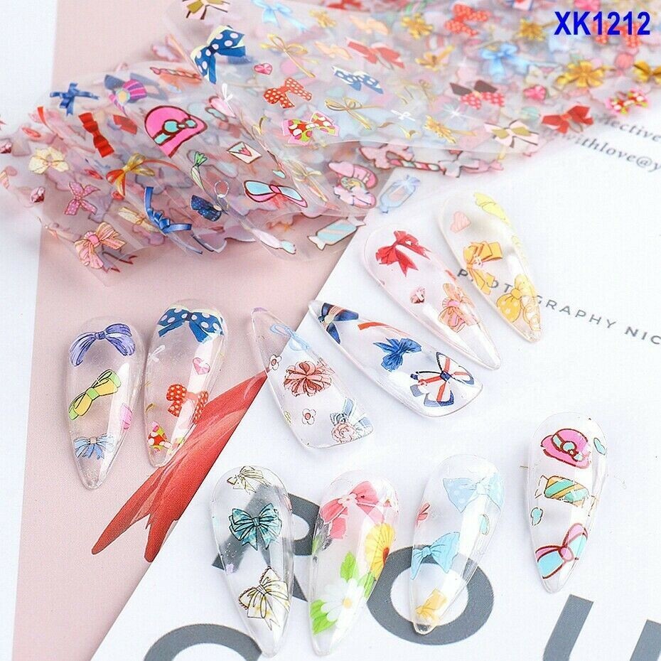 Bow Daisy Love Bowknot Flower Rose Nail Foil Transfer Sticker 10pcs 20X4cm 1212