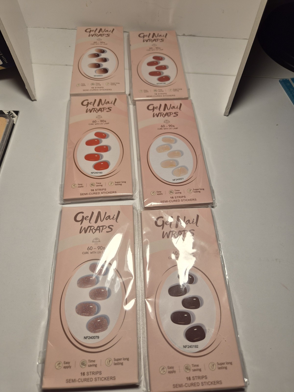 6 Sets Semi-Cured Gel Nail Wraps