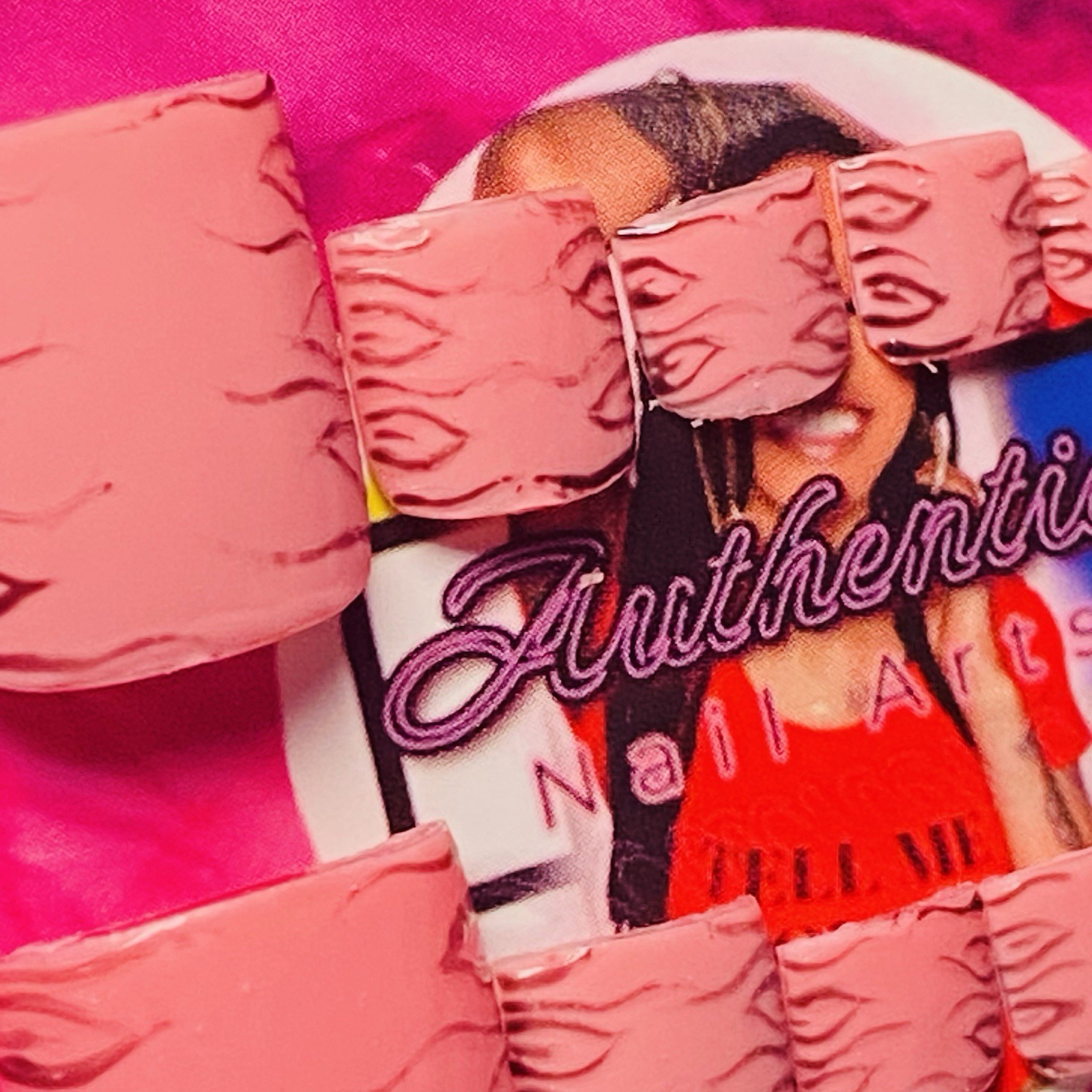 Square Press-On Nails Pink Animal 3D Full Cover by Authentic Nail Arts by Dia