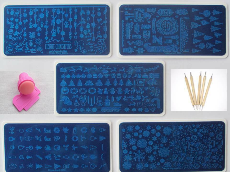 Christmas Design Stainless Nail Art Manicure DIY Image Template Stencil Kit MC