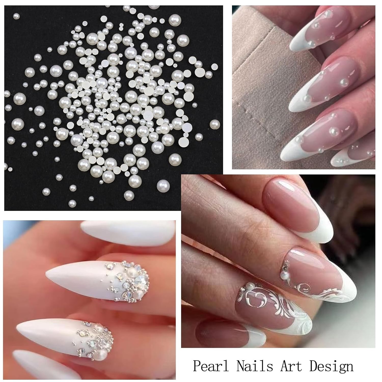 4 Boxes Flatback Rhinestones and Pearls Nail Charms for Acrylics – Crystals, …