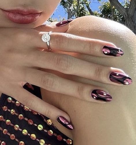 Dark Blue Press on Nails Short Square QUNQINLI Summer Fake Nails Design J4