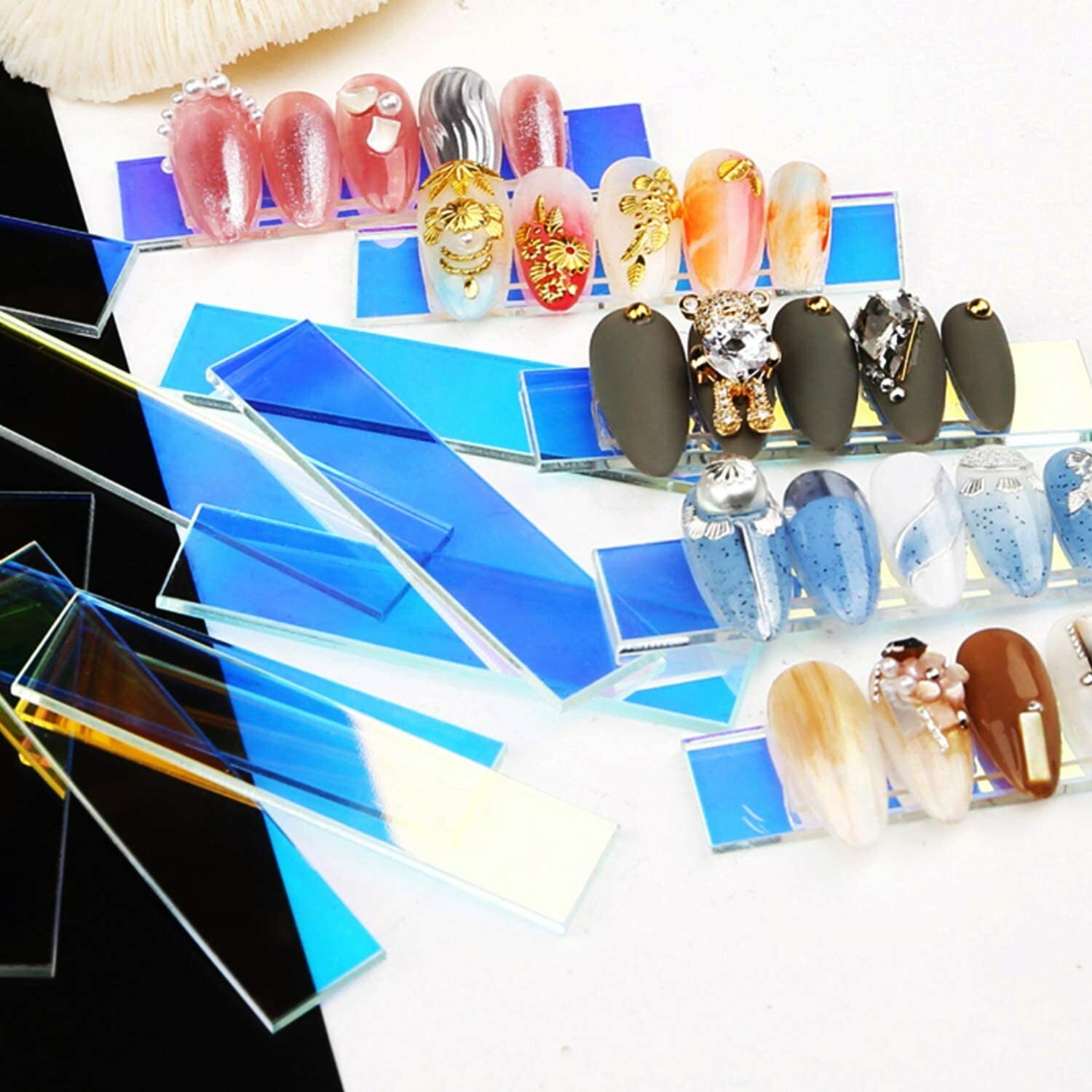 40pcs Transparent Nail Art Display Stand Holder Acrylic False Nails Home Salon