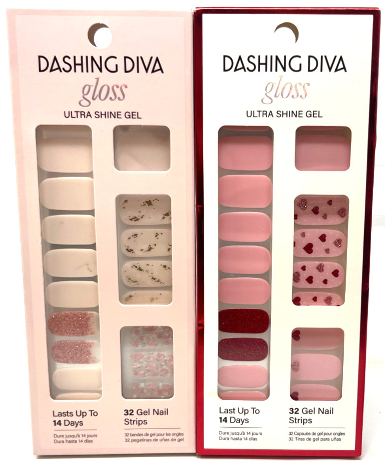 (2) Dashing Diva Gloss Ultra Shine Gel Strips Sealed No Repeat Sets