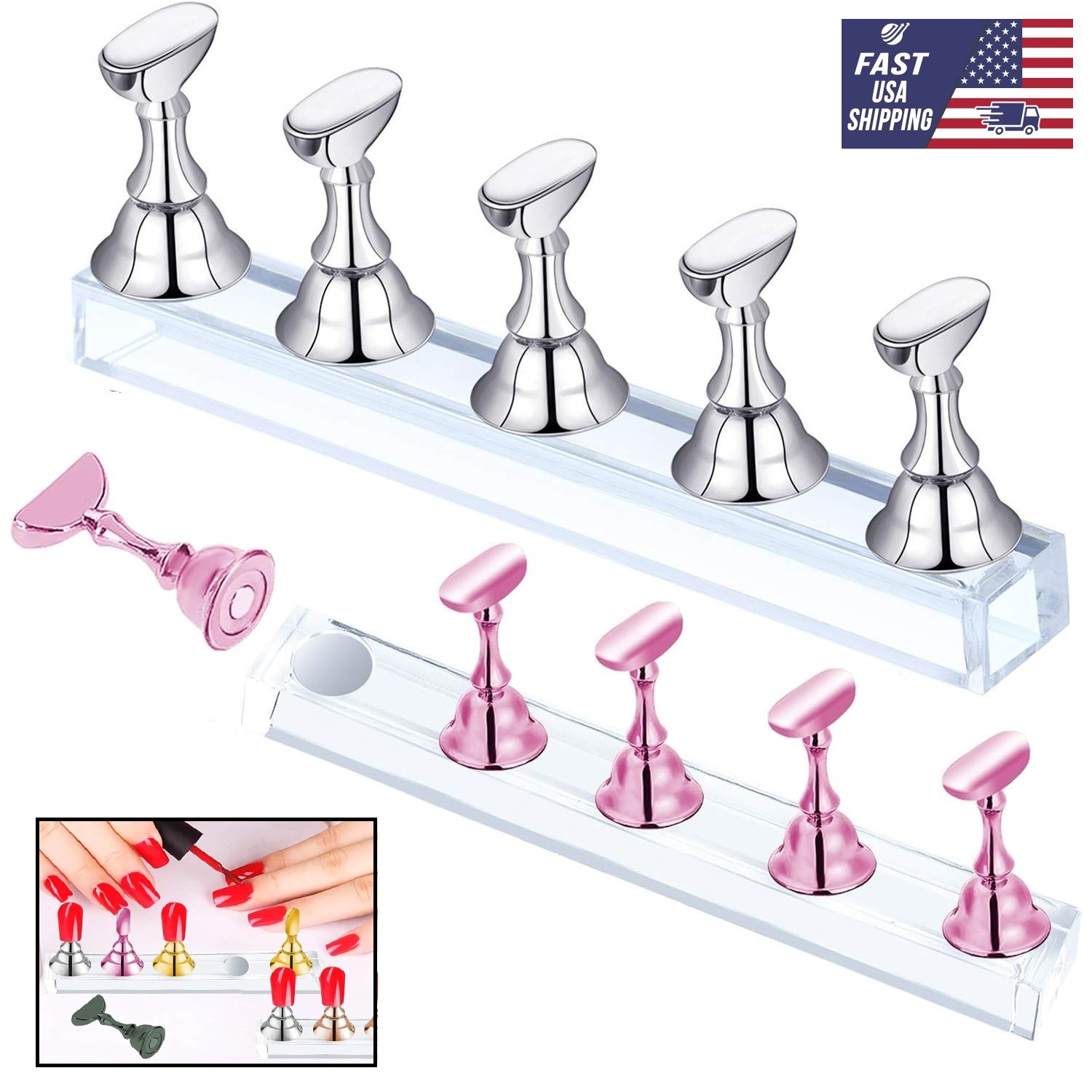 1/2 Set Nail Stand,Nail Holder Stand Press on Nail Stand for Nail Art Display US