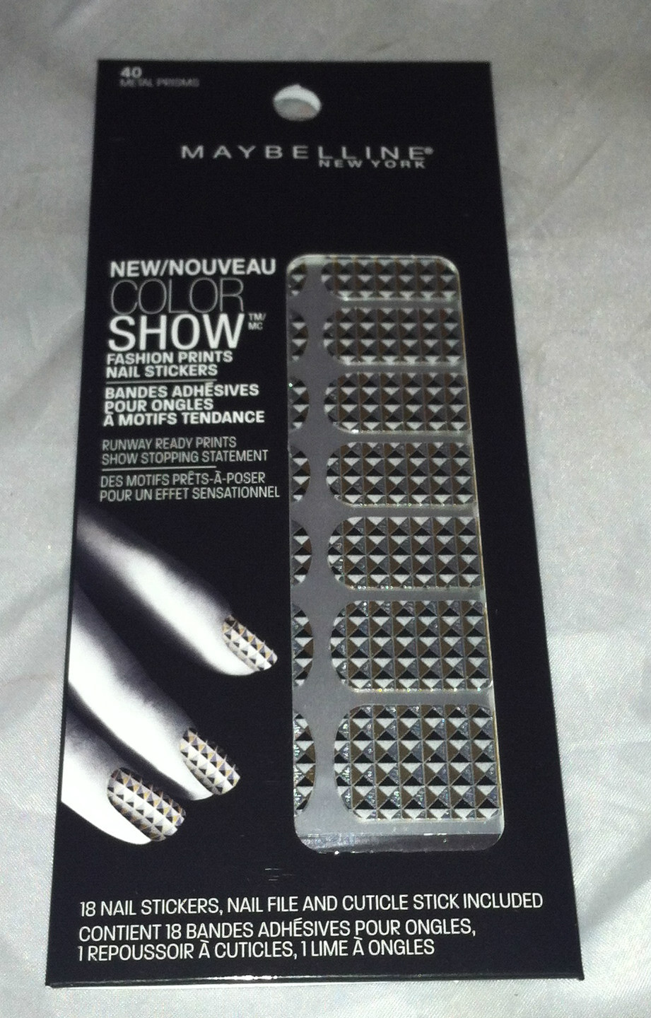 Maybelline Color Show Lmtd Ed Nail Stickers *40 METAL PRISMS* Black Silver Gold