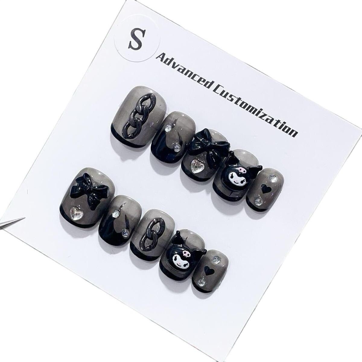 Press On Nails Black short (#008) – Easy-to-Apply