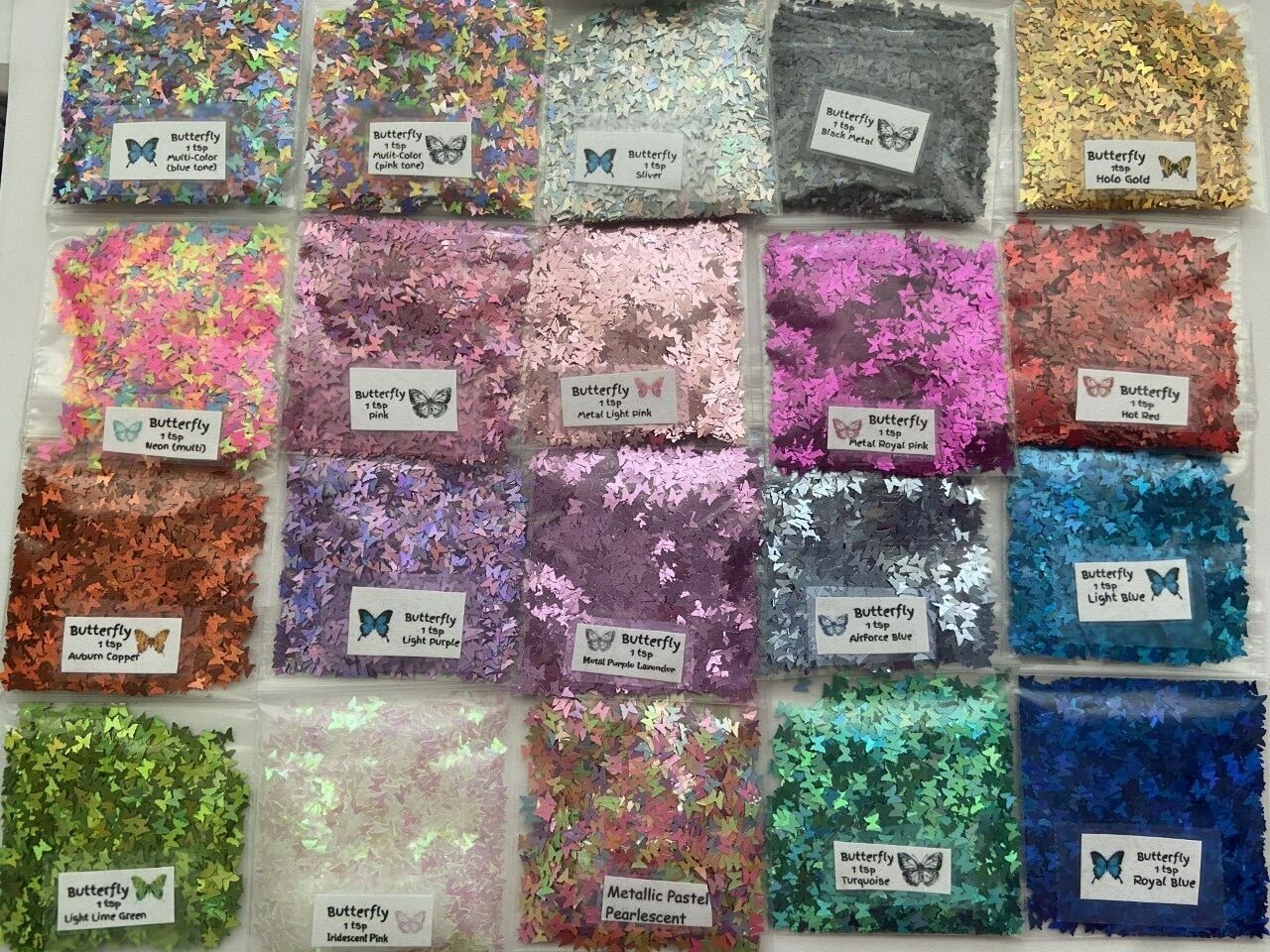Solvent Resistant (BUTTERFLY)Shape Glitter U Choose Color Nail Art Face Craft-US