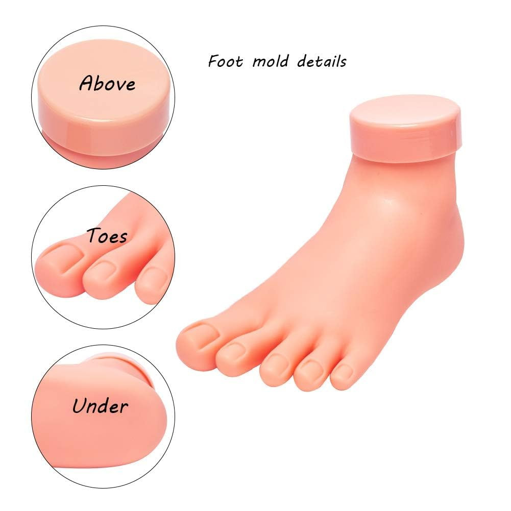 AORAEM Practice Fake Foot Flexible Movable Soft Silicone Fake Foot Tool for Nail