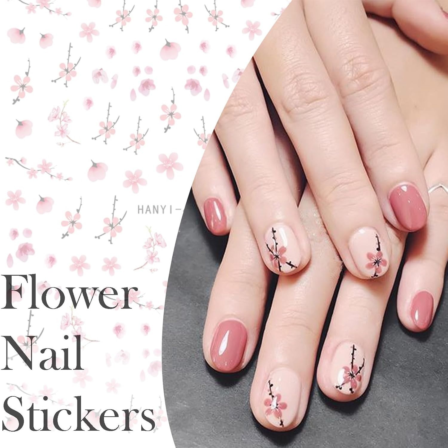Elegant 9 Sheets of Self-Adhesive Floral Nail Art – Perfect for Summer