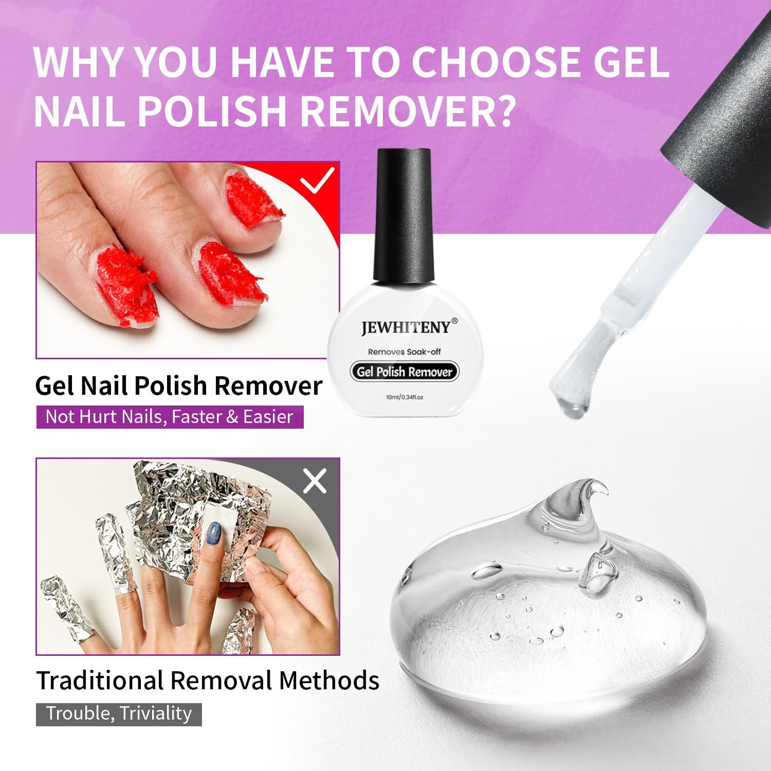 JEWHITENY Gel Nail Polish Remover Clear