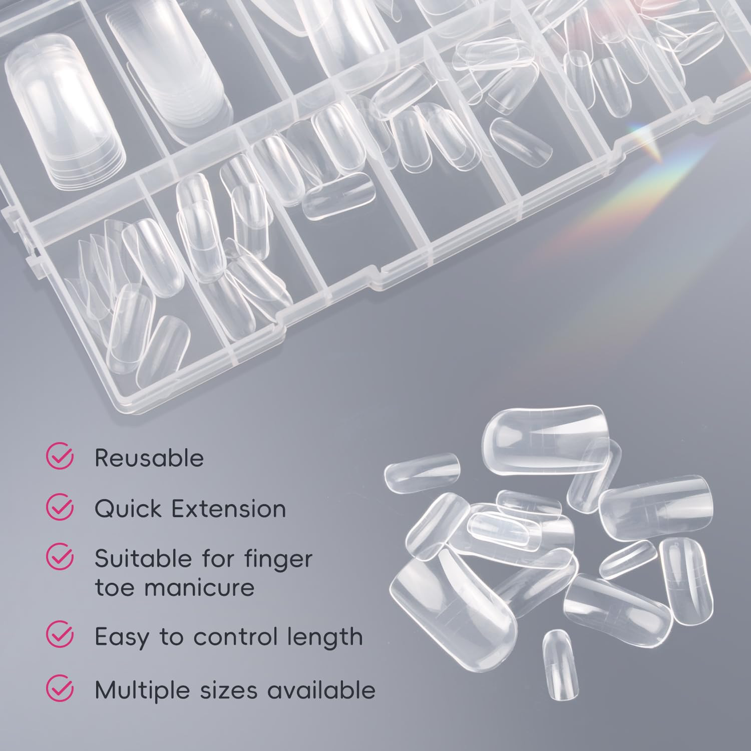 150Pcs Dual Toe Forms Poly Gel Nail Extensions Reusable Builder Toenail Molds