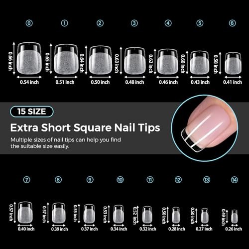 Extra Short Square Nail Tips 240Pcs Ultra Matte-Extra Short Square Nail Tips