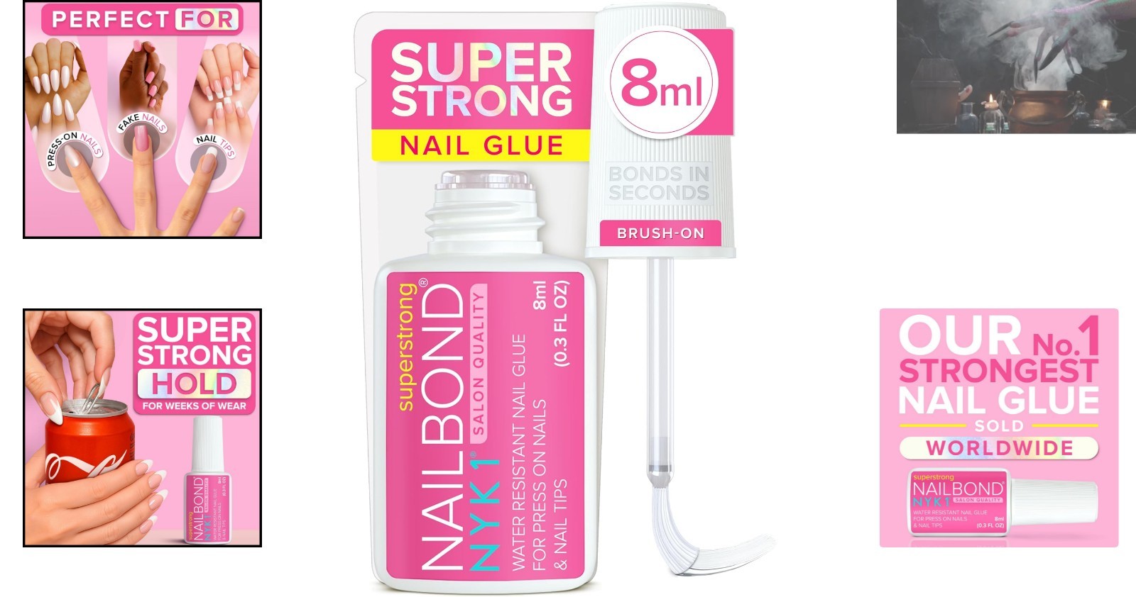 Super Strong Nail Glue for Press On & Acrylic Nails – Quick Dry Brush On 8ml