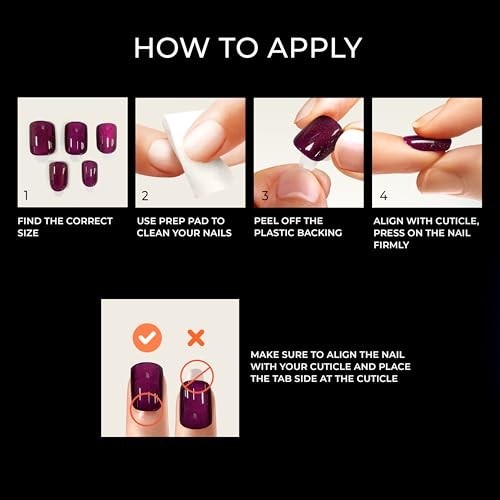 Press On Nails Solid White Short Squoval, 30 Fake Nails, 10-Day Hold, Nail Kit